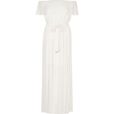 White bardot maxi dress